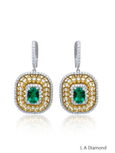 14K Two-Tone Diamond & Emerald Dangle Earrings (4.57 ct)